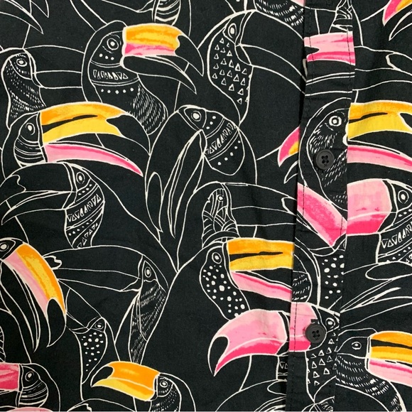 Hurley Button Up Shirt Bird Toucan Print Shirt Sleeve Mens L Colorful Collared - Picture 9 of 12